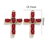 Red / 1 Piece Classic Retro Style Cross Shape Stainless Steel  Gold Color Women's Pendant Picture3